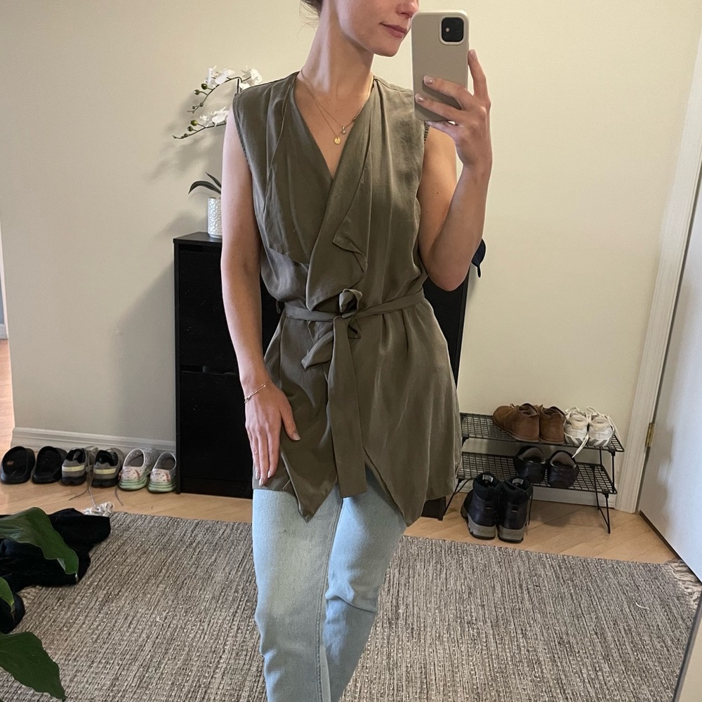 Nordstrom Army Green Belted Vest